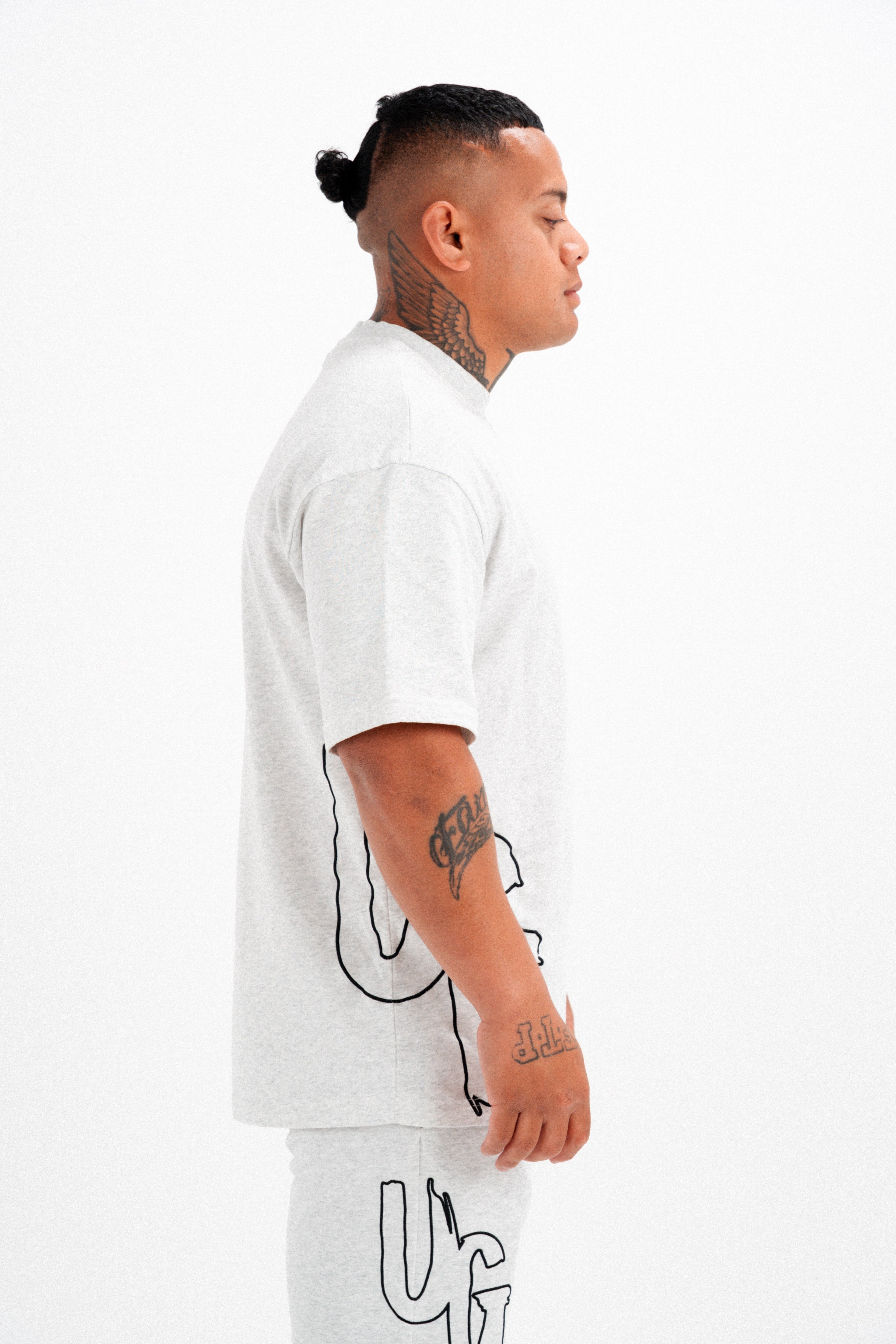 OMERTA TEE - WHITE MARL