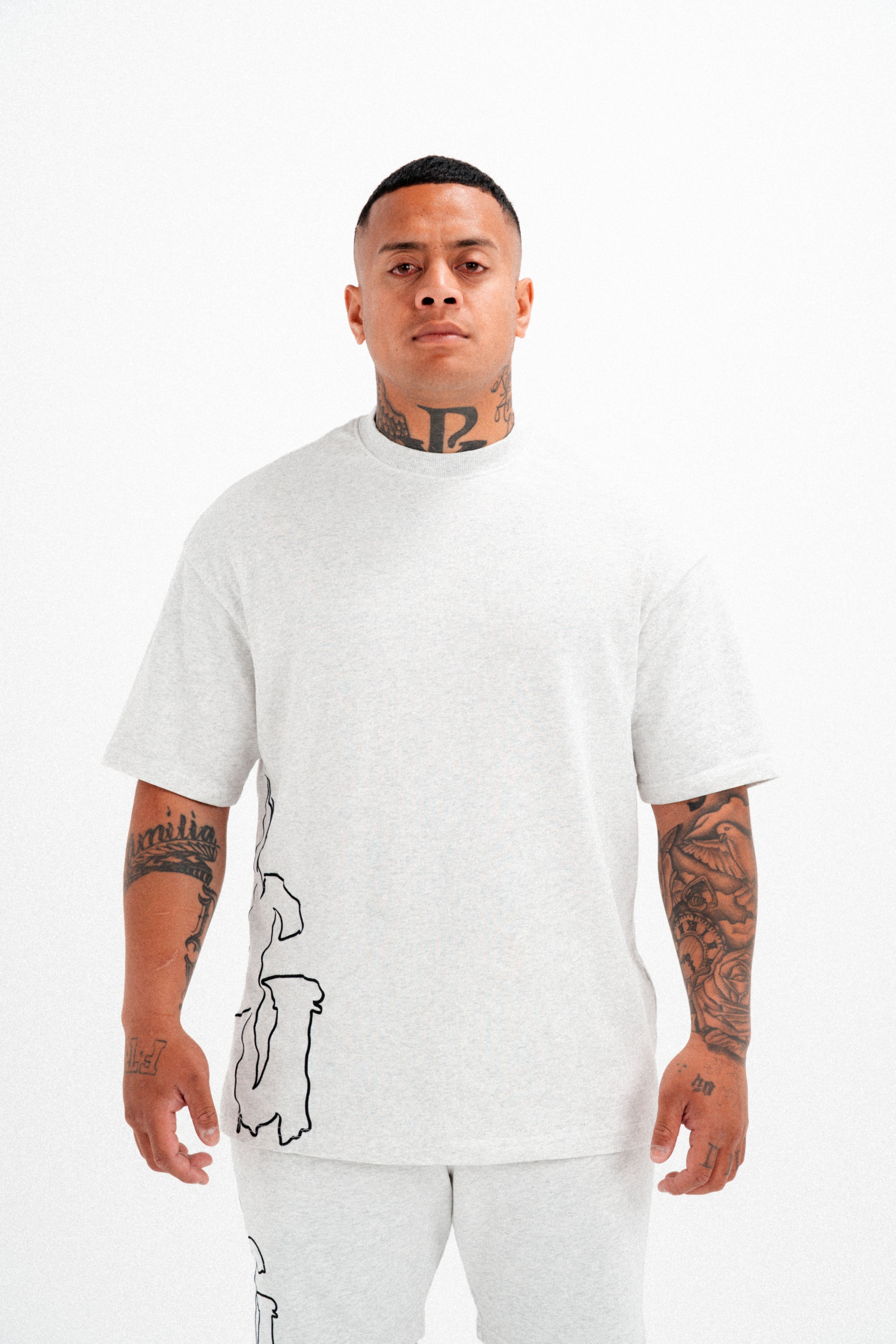 OMERTA TEE - WHITE MARL